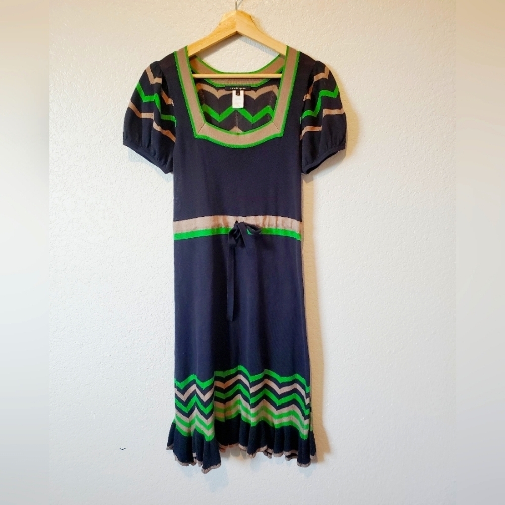 Nanette Lepore Black & Green Knit Sweater Dress XS